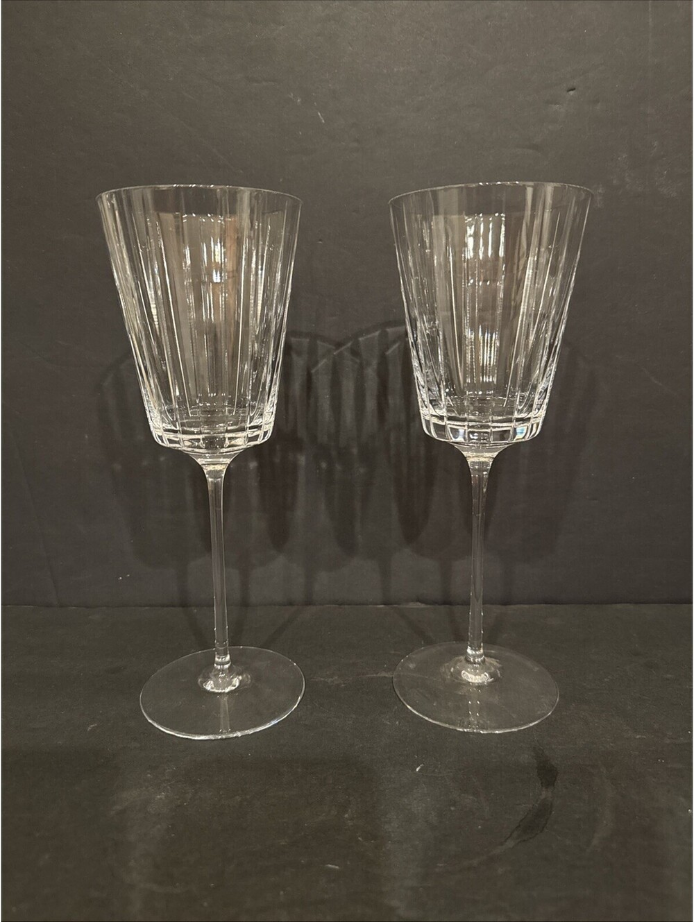Rogaska Avenue (2) Fine Crystal Wine Glasses Goblets NWOT 9 3/8” H X 3.5” W